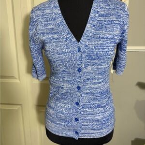 LOFT Blue and White Patterned Cardigan